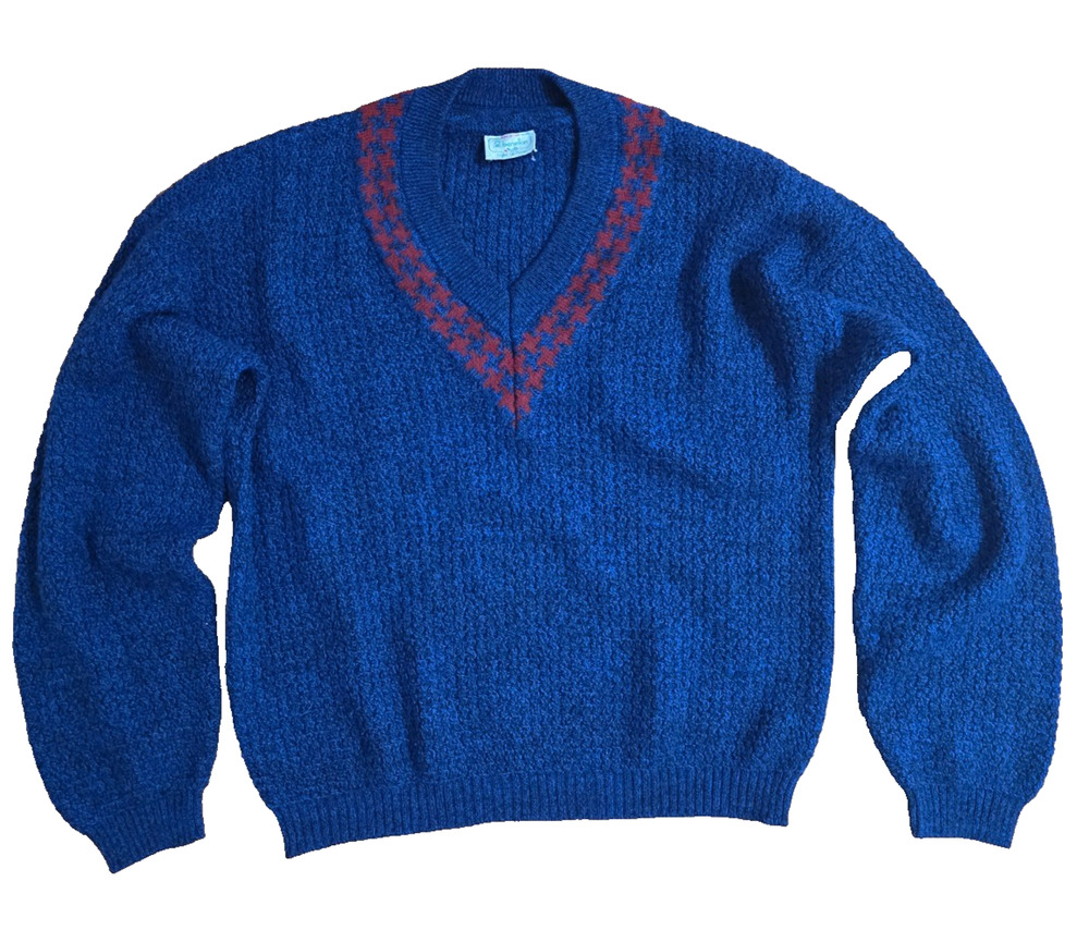 Benetton wool United Colors Italy wool Sweater Men Long Sleeve Blue L A001478